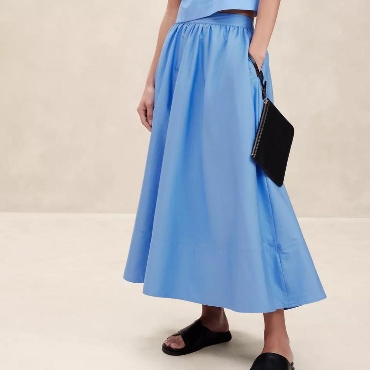 NWT Banana Republic Ariella Poplin Midi Skirt Depop