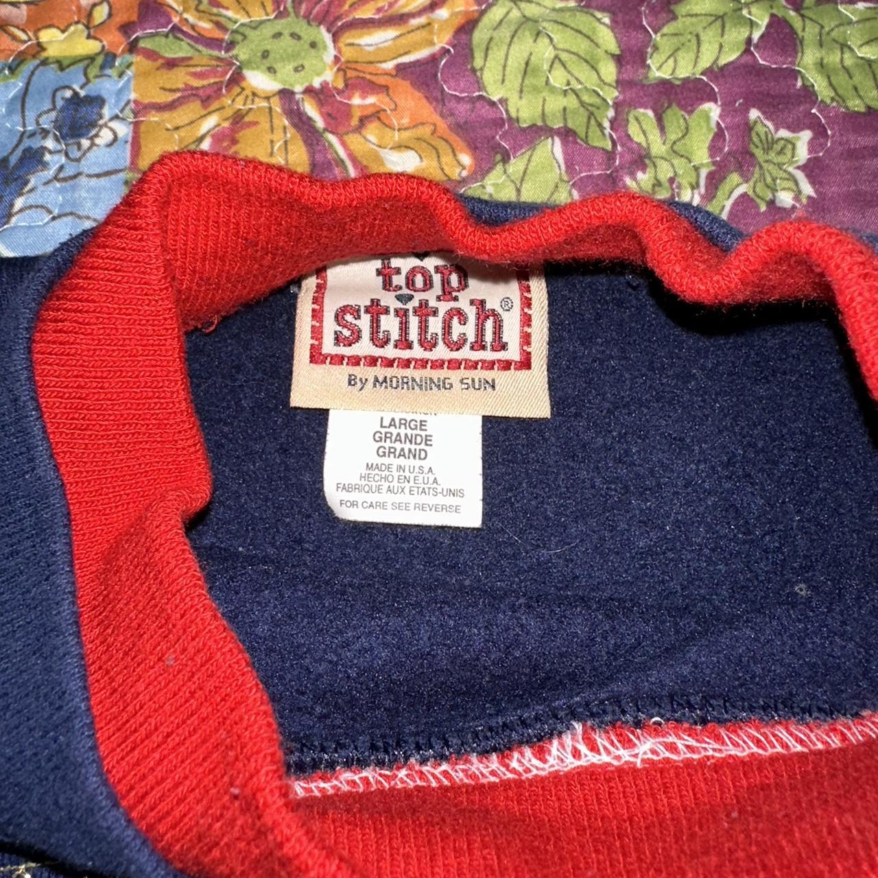 Top Stitch Women's Blue and Red Sweatshirt | Depop