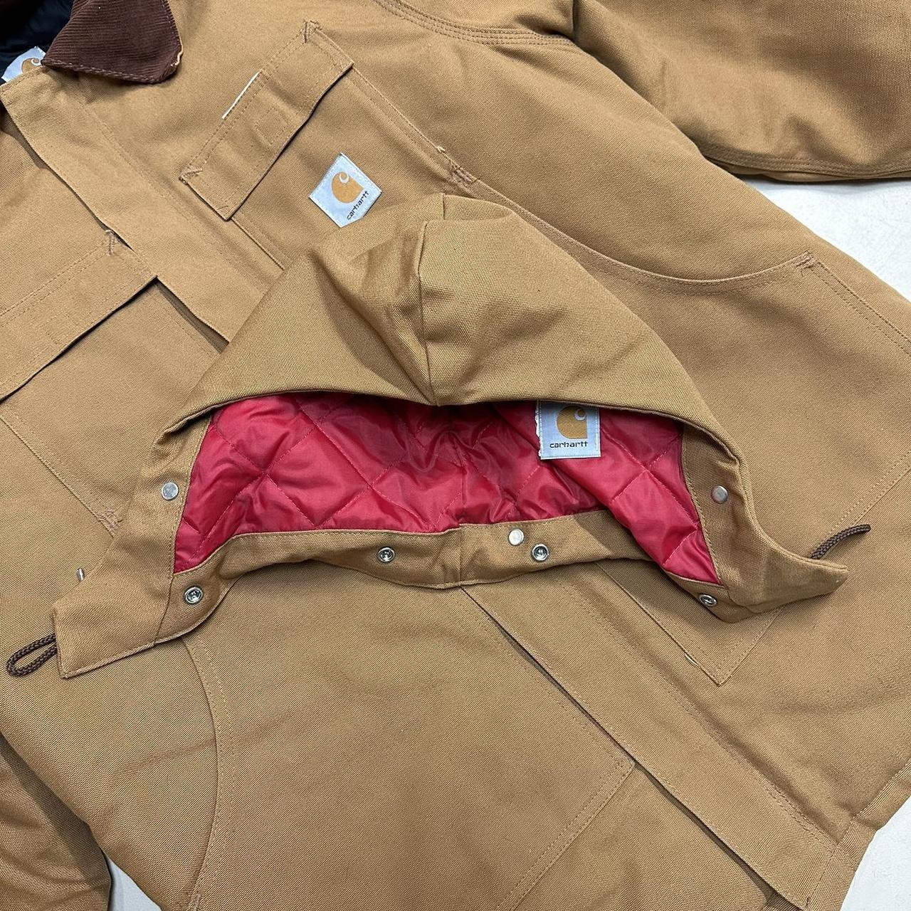 VTG 90s Carhartt Tan Chore Jacket W/ Detachable Hood | Depop