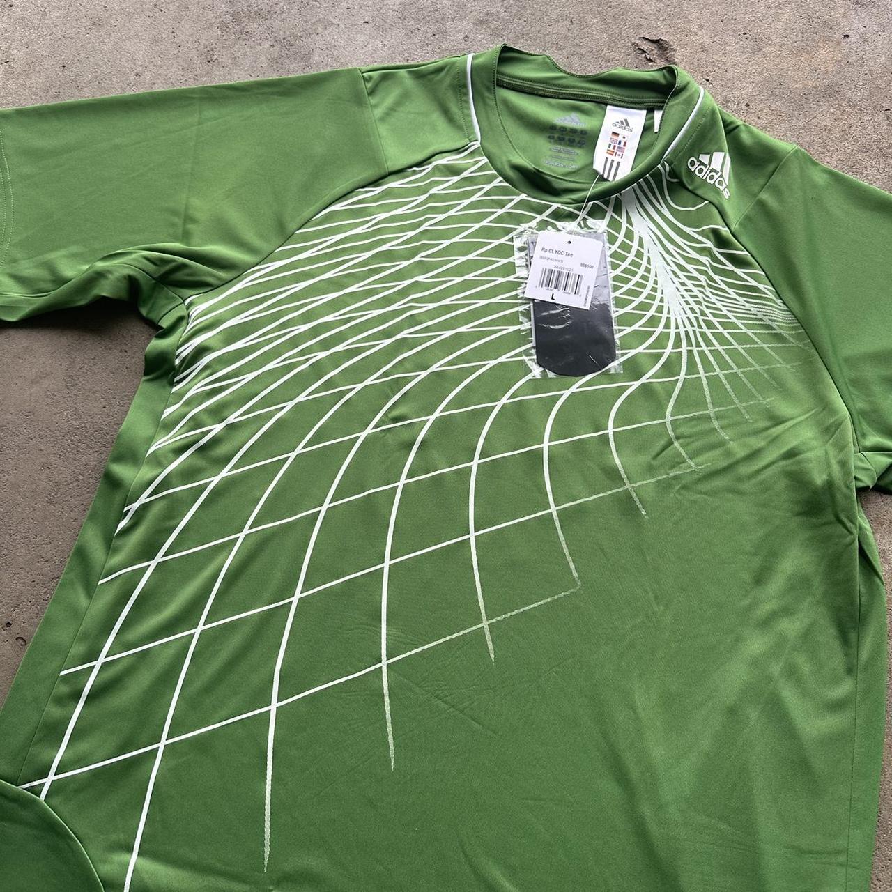 vintage adidas デザイナーサッカーマフラー y2k スポーツmix Men's Y2K Adidas Tennis ForMotion Jersey Shirt  | Depop