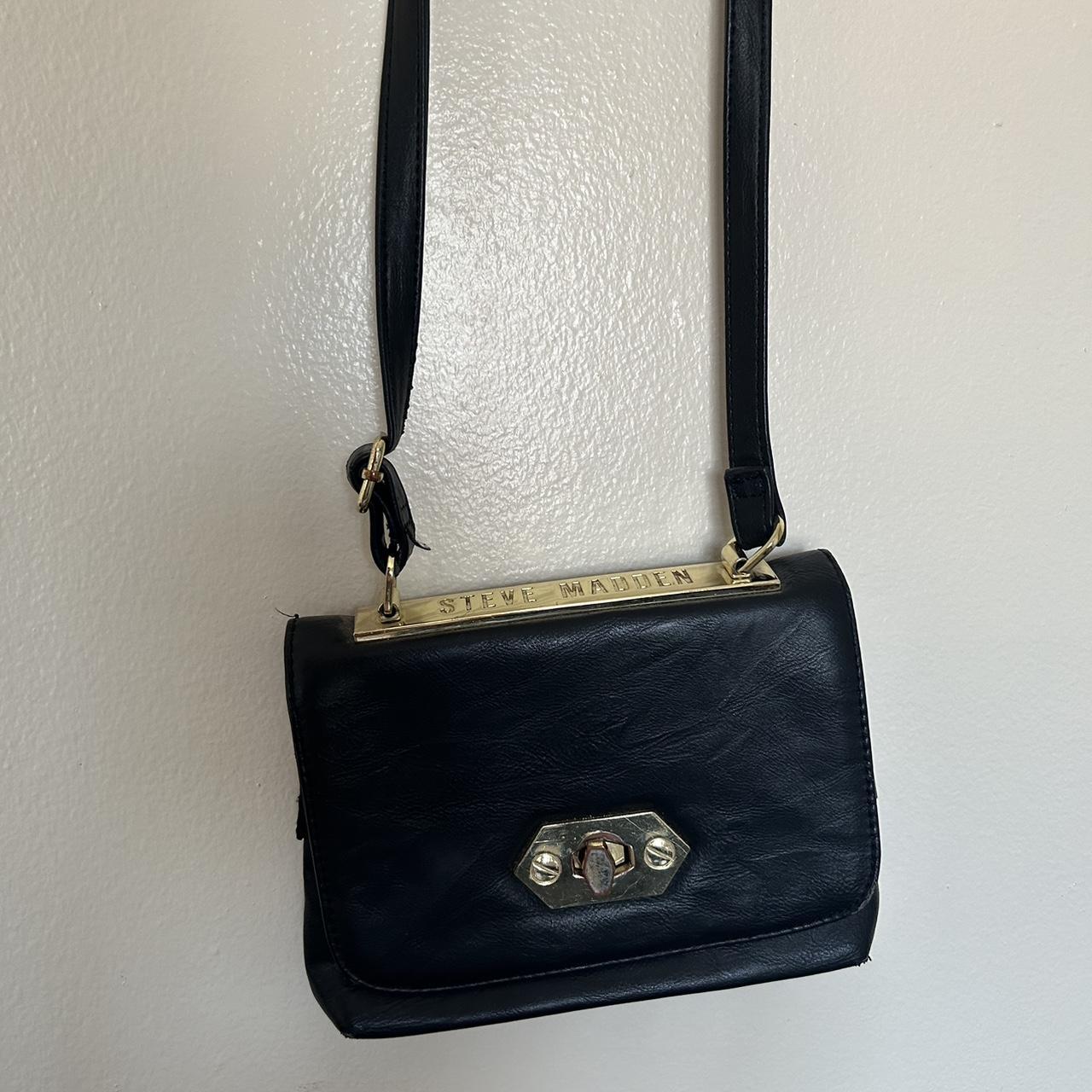 Steve Madden Black Cross Body Purse with Gold Accent Chain