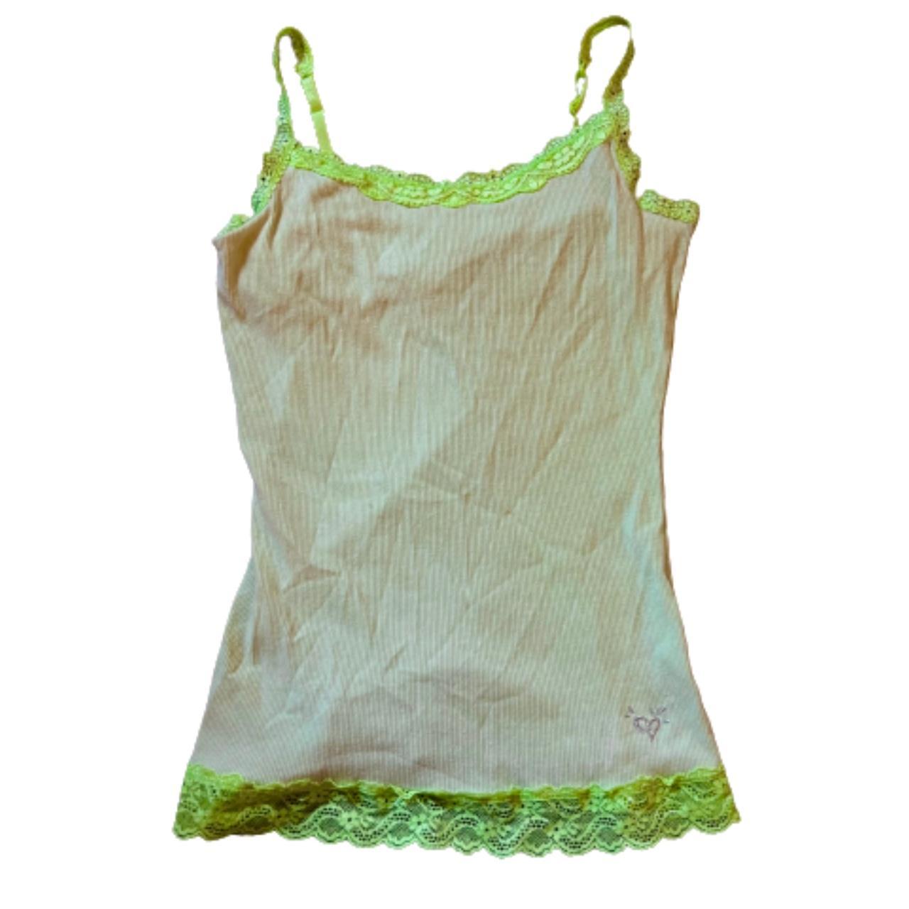 lime green justice lace cami💚 has built in bra worn... - Depop