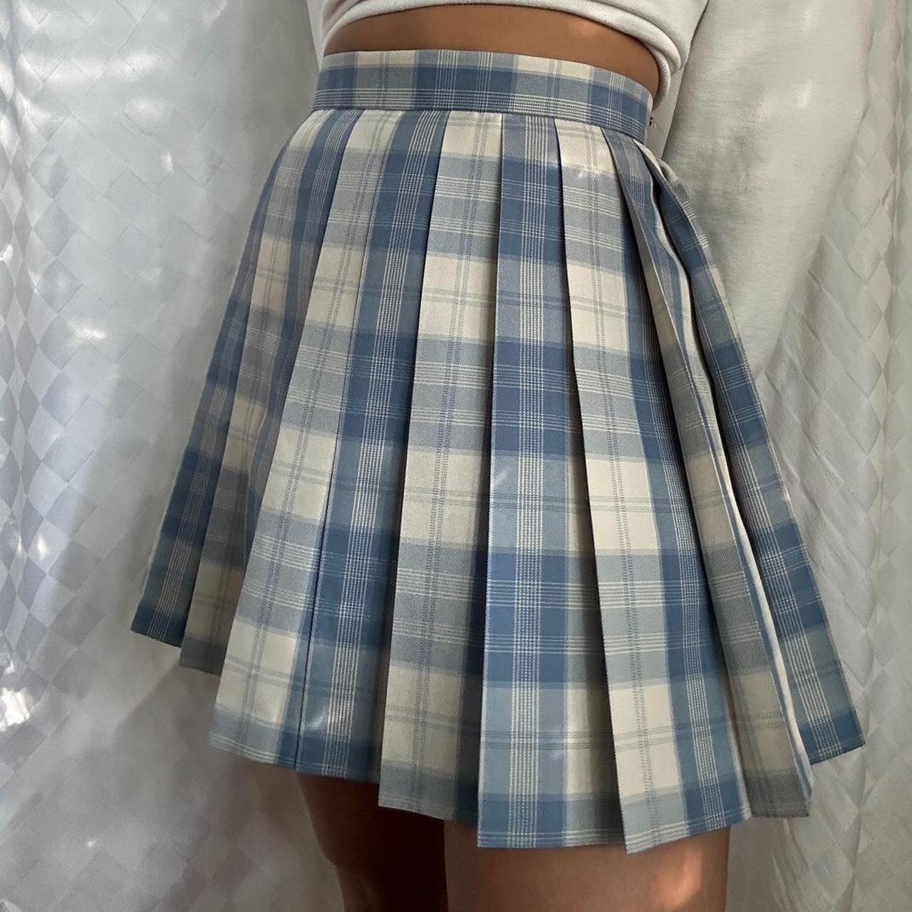 Light plaid outlet pleated skirt