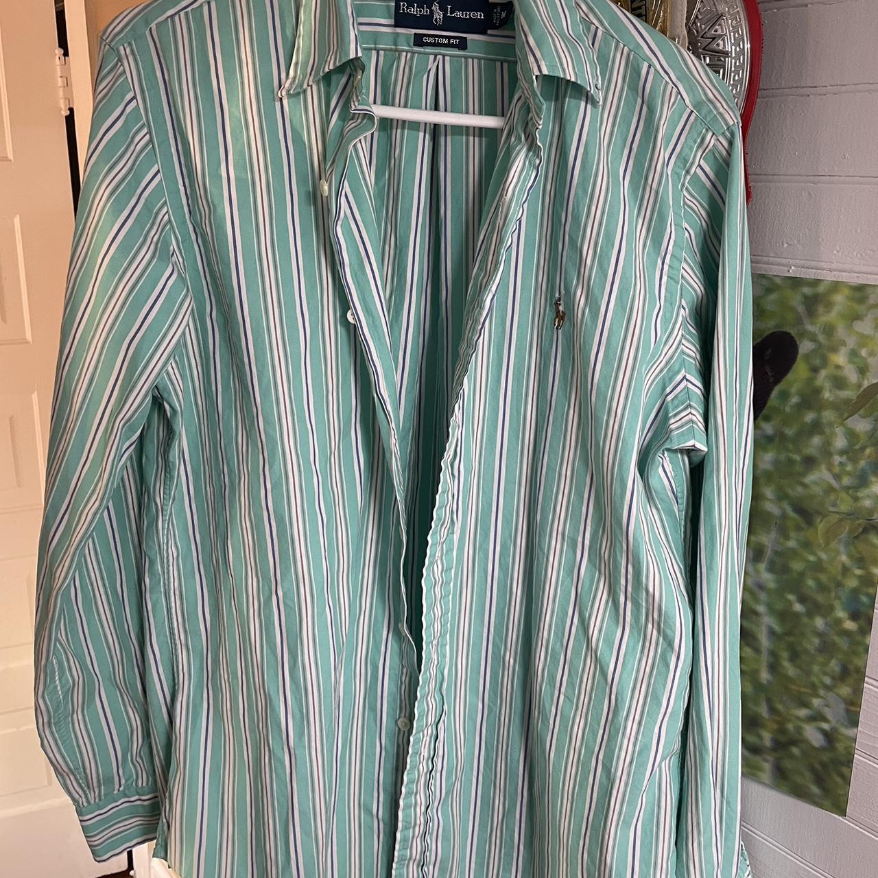 Polo Ralph Lauren Men's Green and White Shirt | Depop