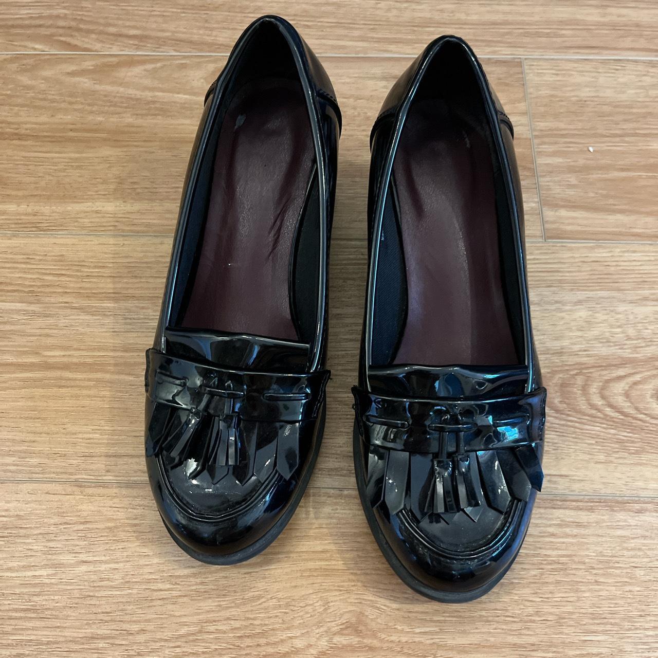 M&S black patent loafer heels. Great condition. Size... - Depop