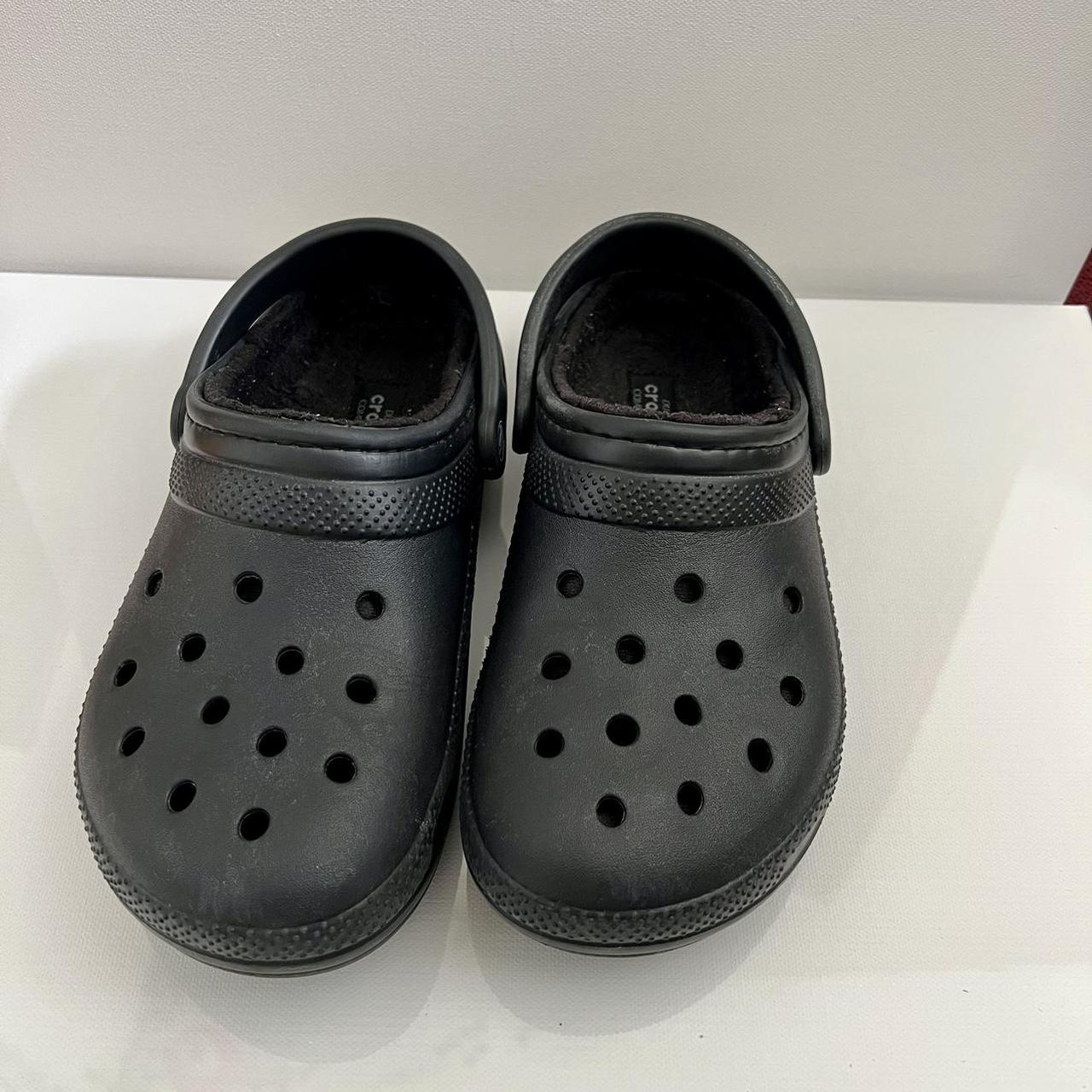 Black fuzzy crocs ☆ Worn quite a bit ☆ Inside could... - Depop