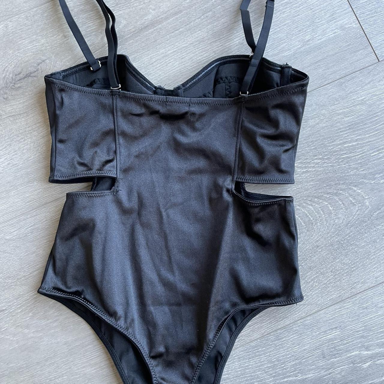 Black Satin Corset bodysuit with cutouts Also has... Depop