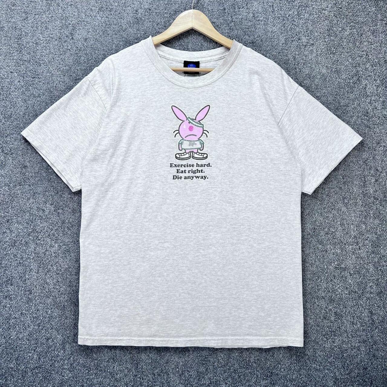 Vintage Happy Bunny Shirt Mens Large Gray 90s Funny... - Depop