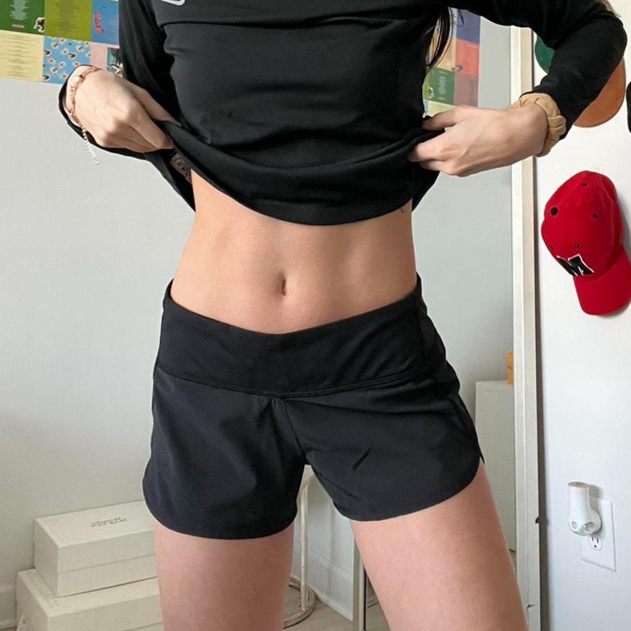 black lululemon shorts with a small zipper pocket on... Depop