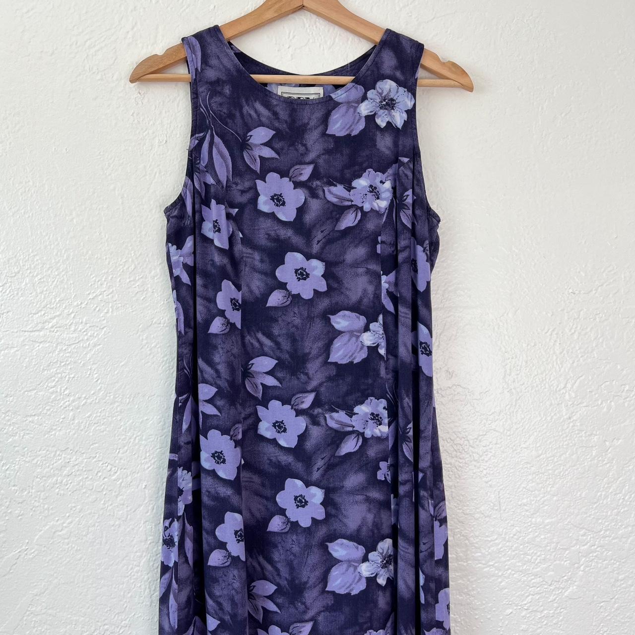 vintage purple floral maxi dress material tag is... - Depop