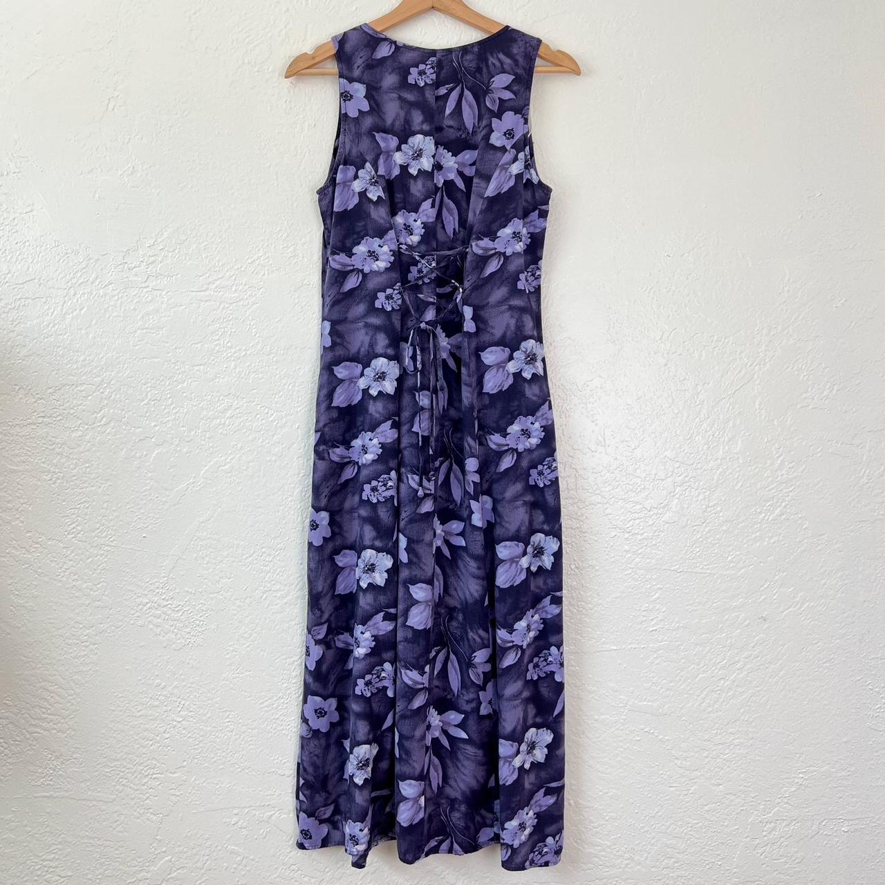 vintage purple floral maxi dress material tag is... - Depop