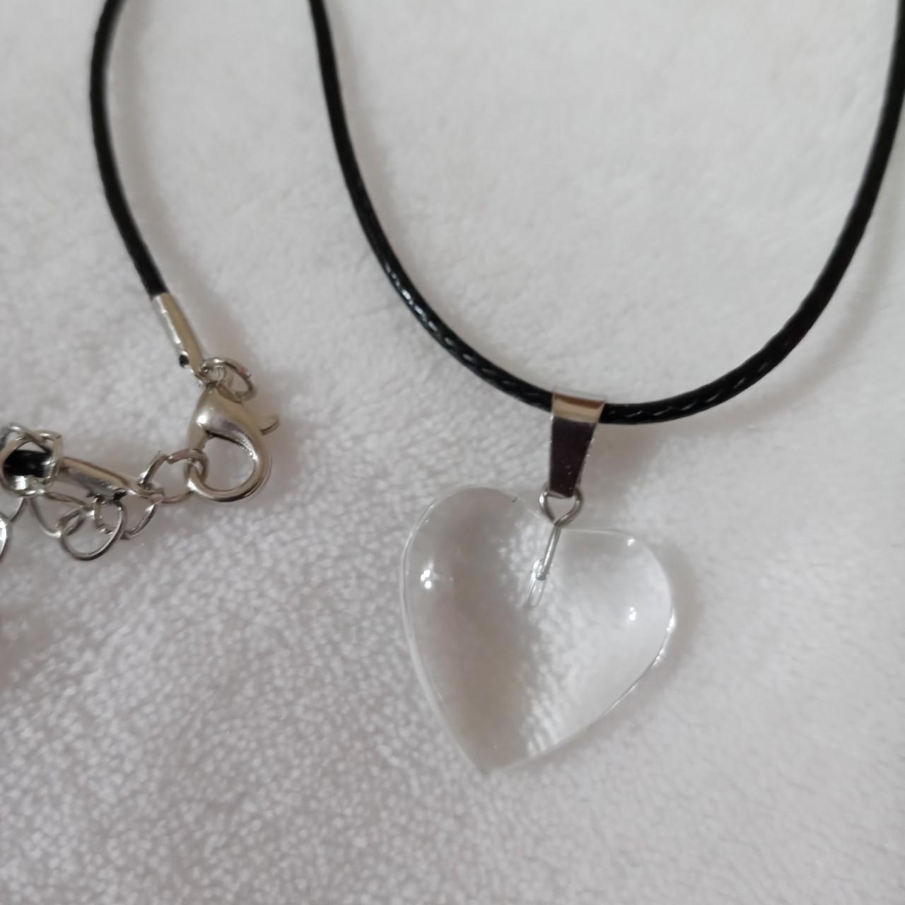 Small clear transparent glass heart necklace choker... - Depop