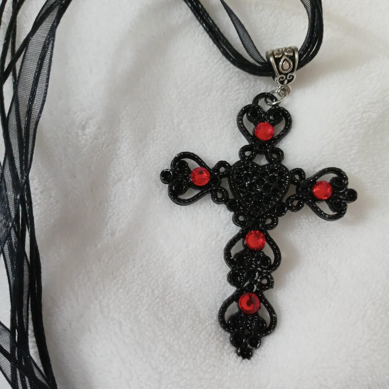 Buy E𝔱𝔢𝔯𝔫𝔞𝔩 Red Cross Rhinestone Stainless Steel Necklace / Online in  India - Etsy