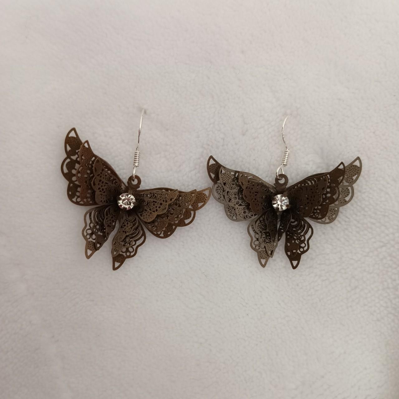 Pearl white butterfly fish hook earrings! - Depop