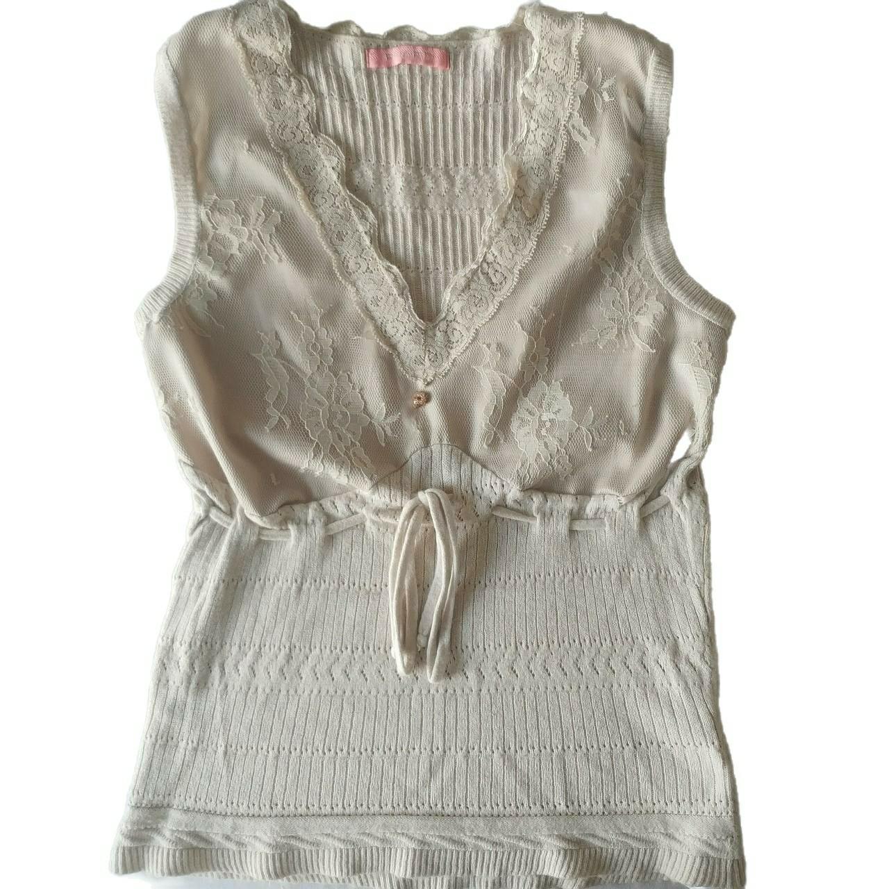 The cutest beige laced top. Size S, fits XS-S. From... - Depop