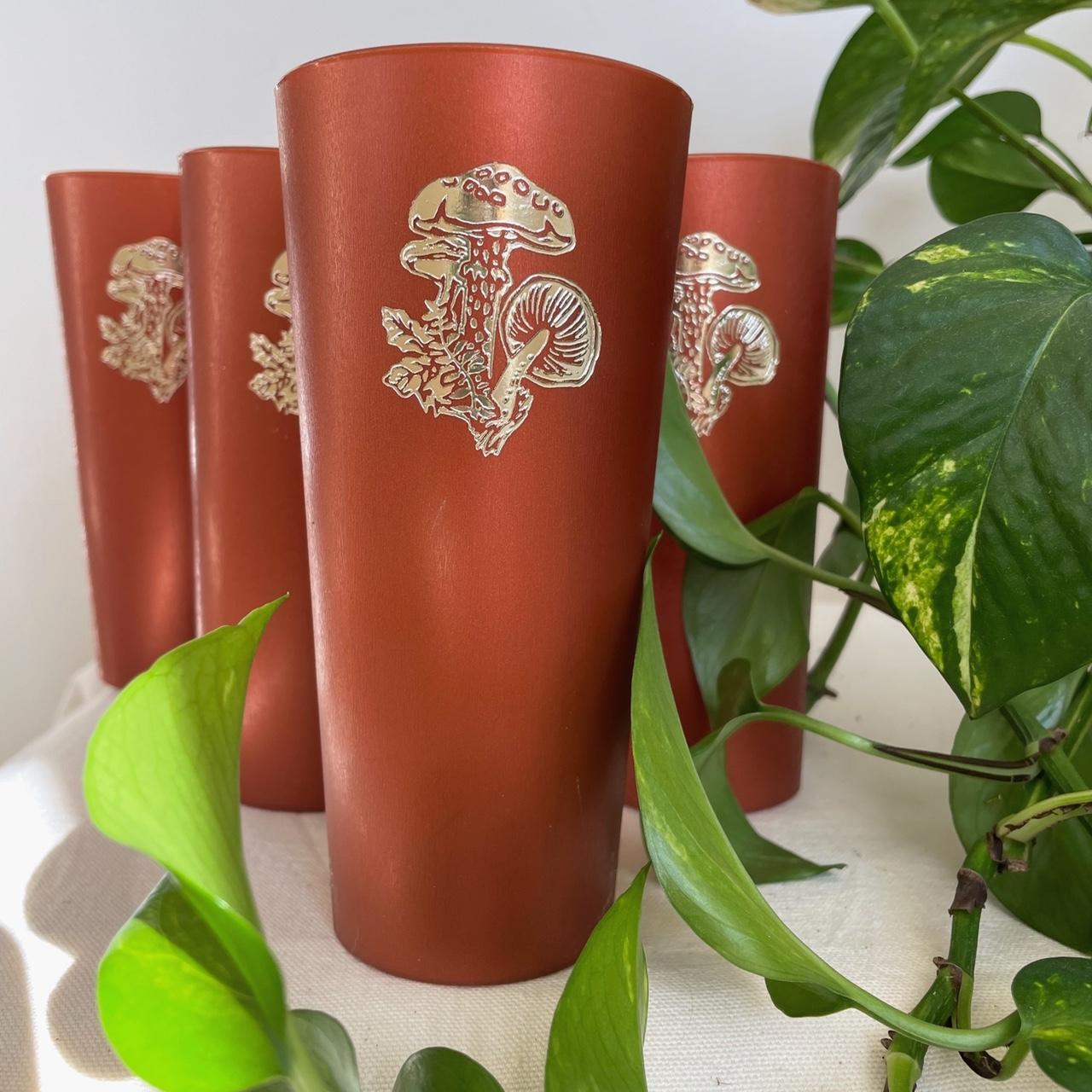 set of 6 vintage plastic cups with gold engraved... - Depop