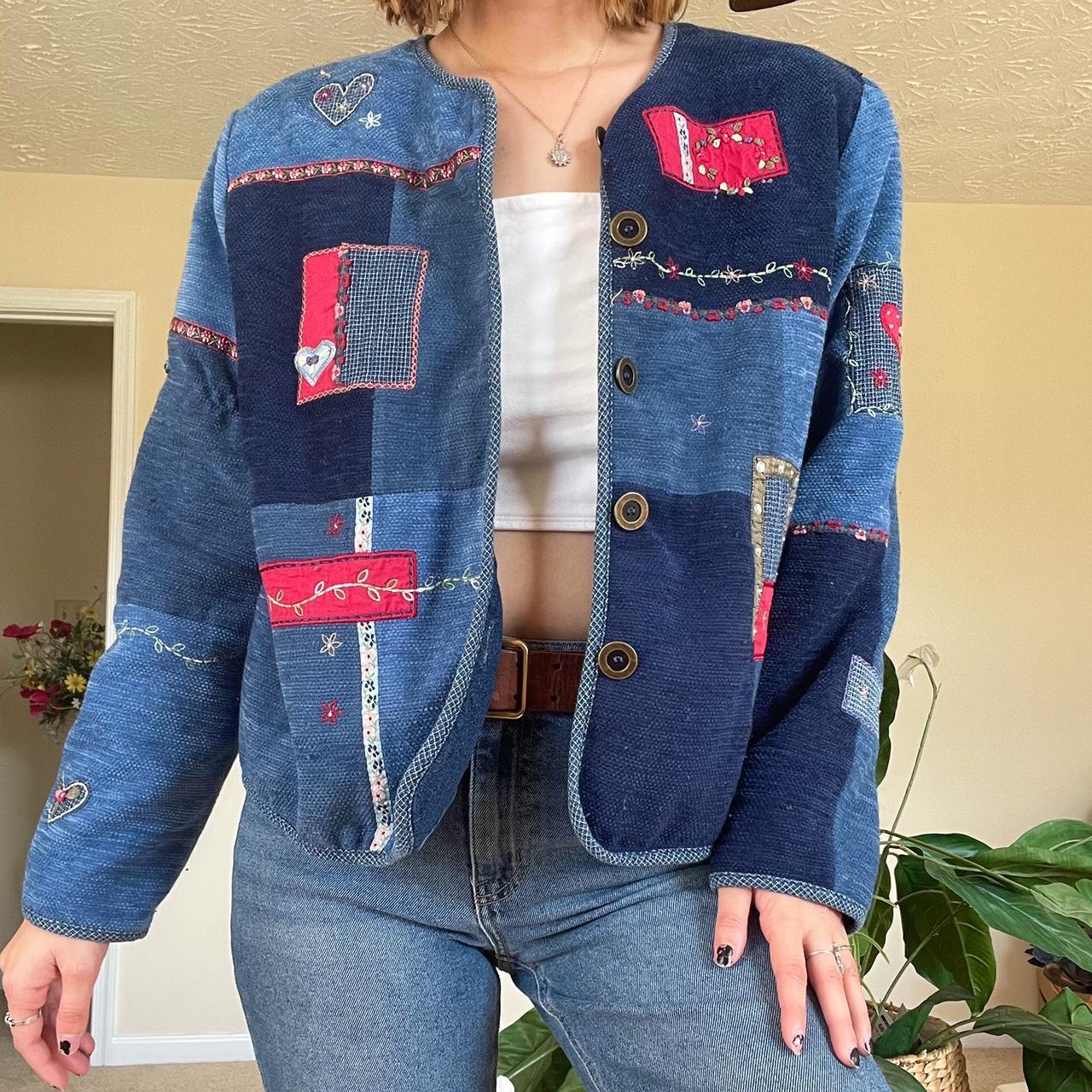 vintage patchwork jacket with the absolute cutest... - Depop
