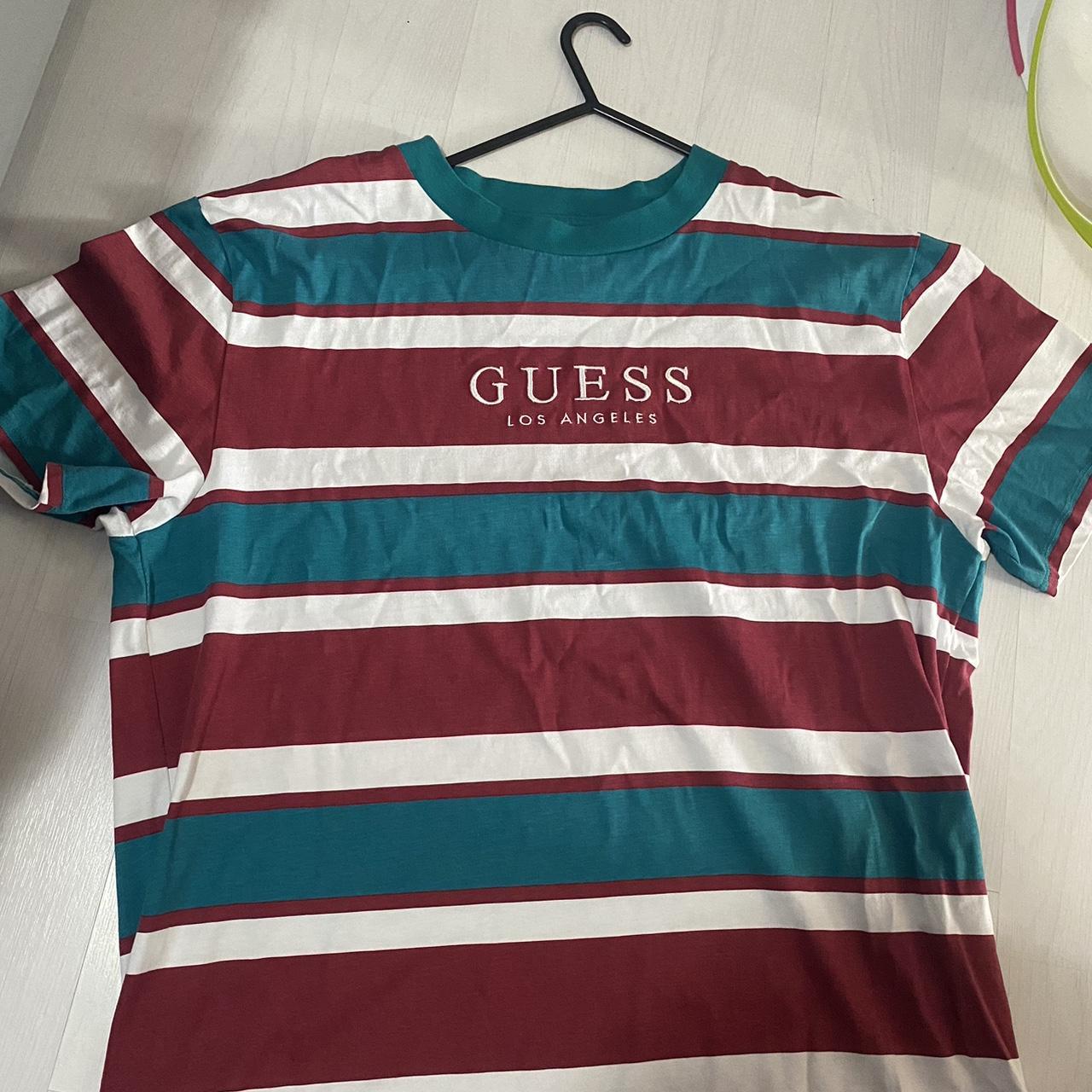 Guess los angeles striped hotsell shirt green