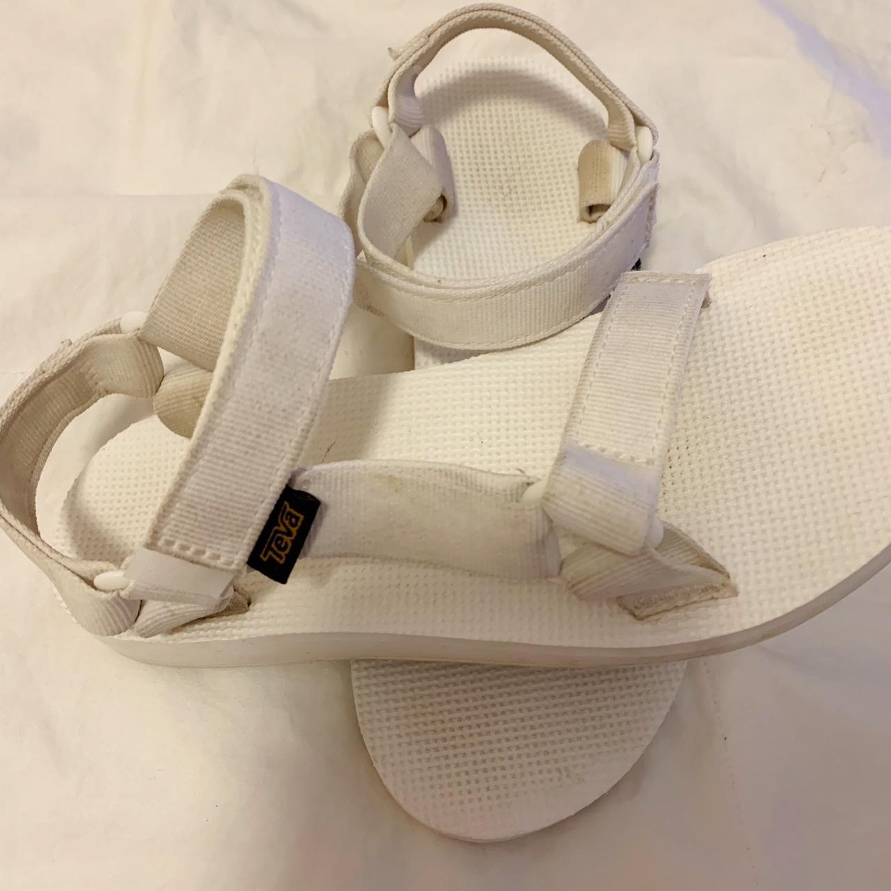 White Teva Sandals worn a few times and show signs... - Depop