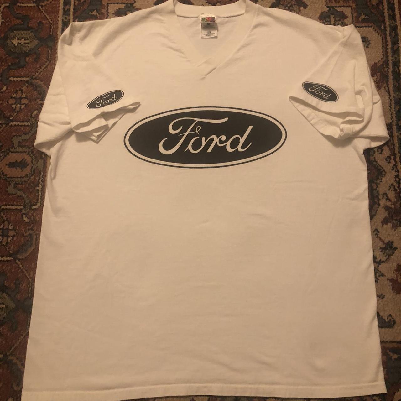 1990s Made in USA Ford Logo V Neck Tee #vintageford... - Depop