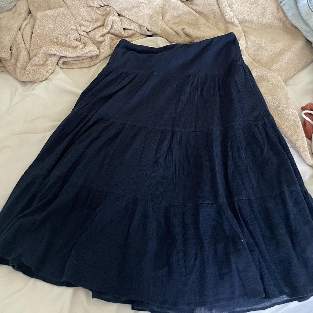 Navy flowy Chaps skirt Petite size... - Depop