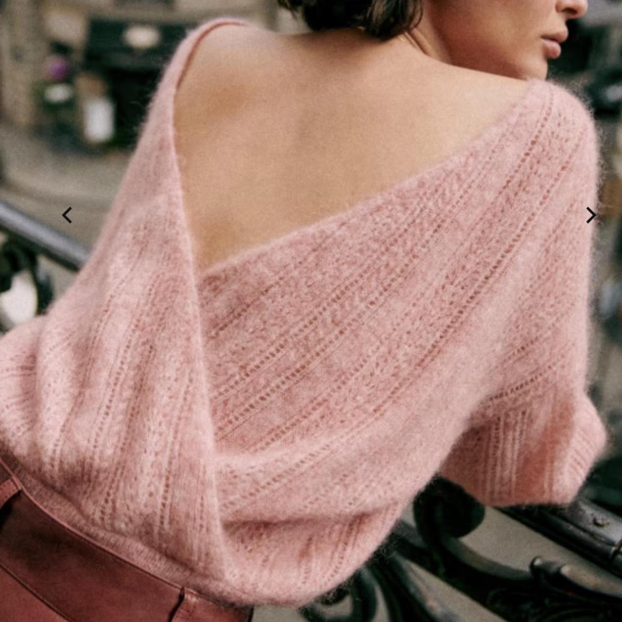 Sézane Women's Pink and White Jumper (3)