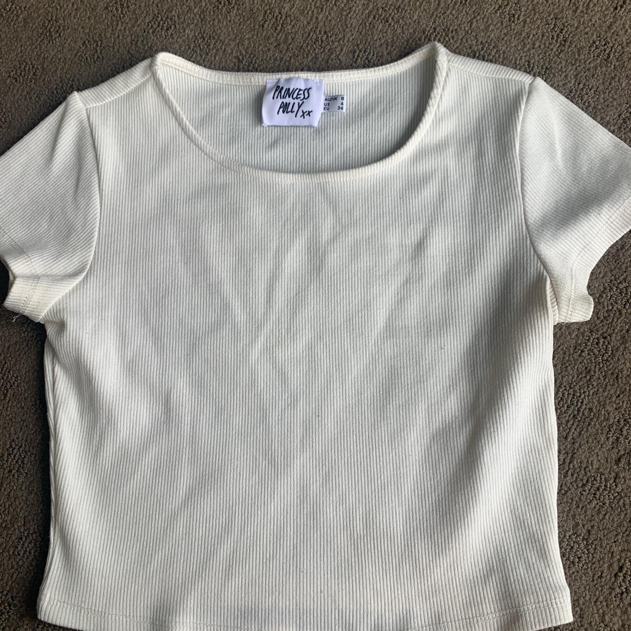 princess polly ribbed white baby tee size 8... - Depop