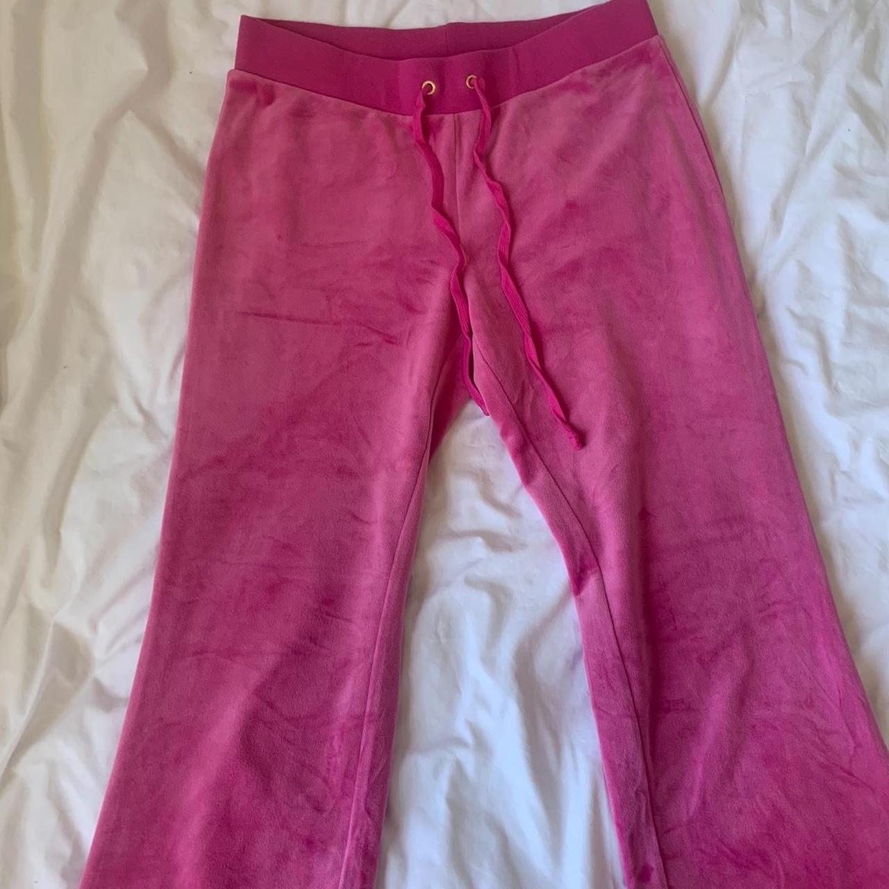 juicy couture pink wide leg sweatpants black label... - Depop
