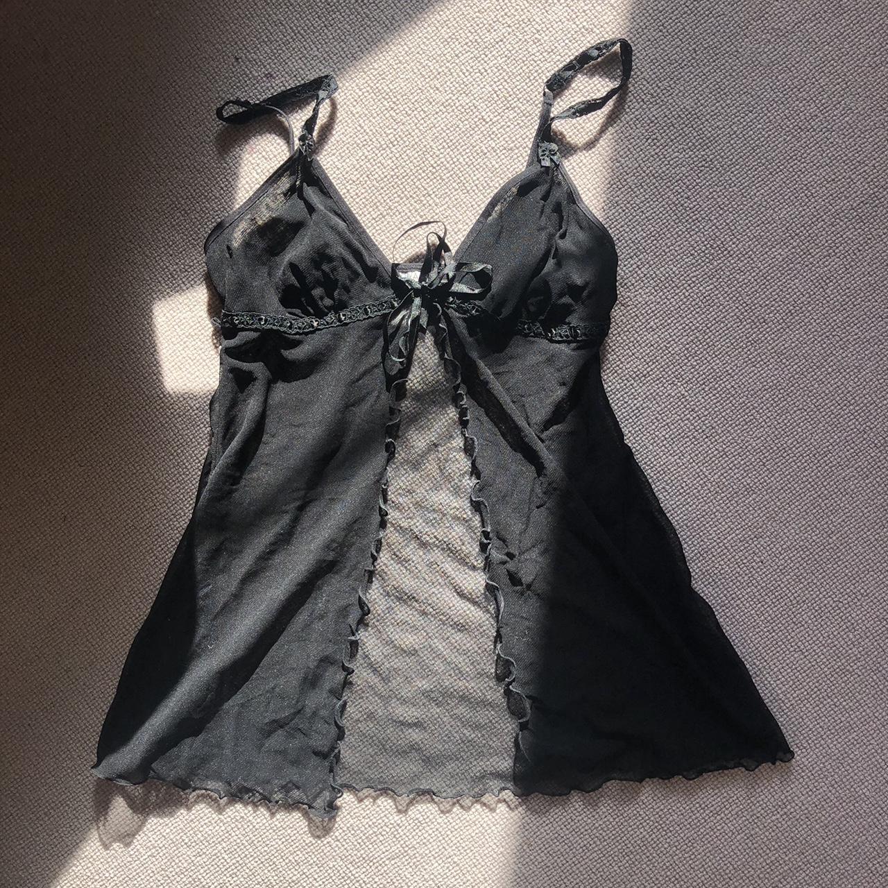 Vintage sheer la senza black negligee with... - Depop