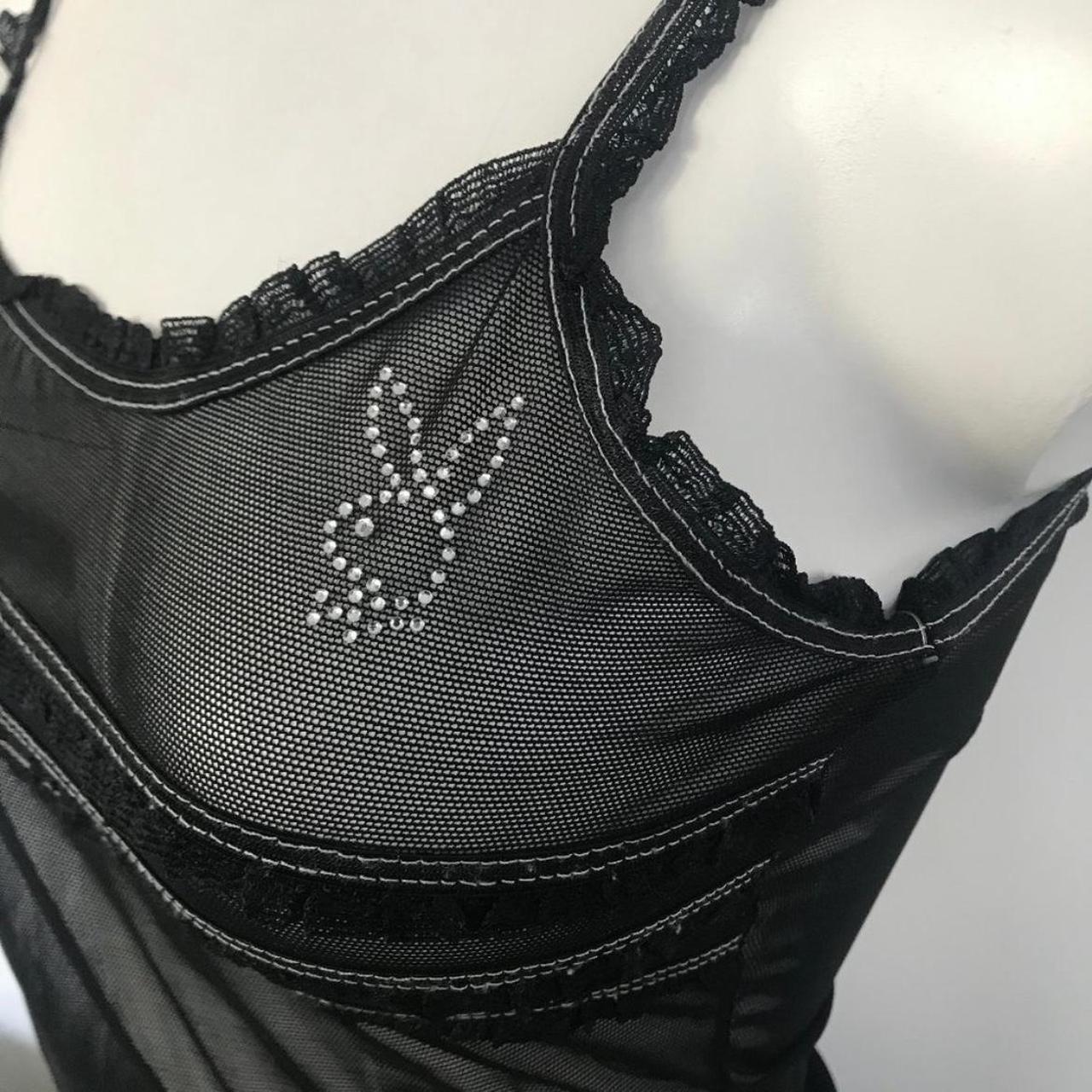 Playboy mesh lingerie shirt with rhinestones very... Depop