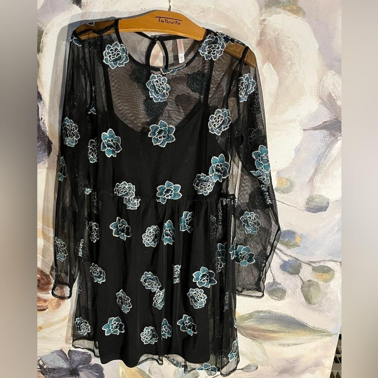 Xhilaration Sheer Overlay Floral Dress size M Depop