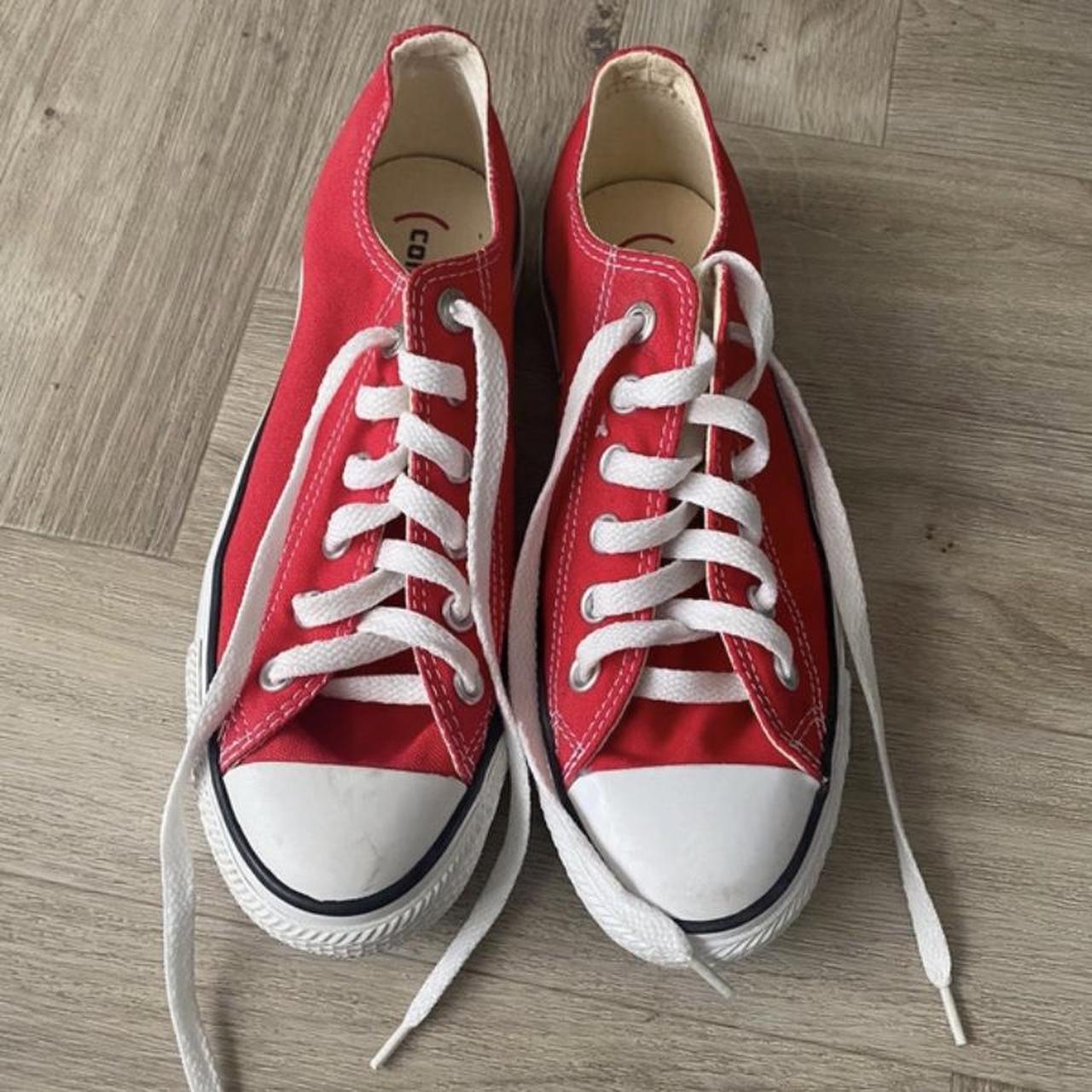 red converse low tops instant buy is on ~ worn... - Depop