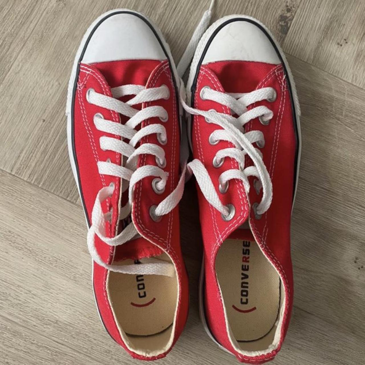 red converse low tops instant buy is on ~ worn... - Depop