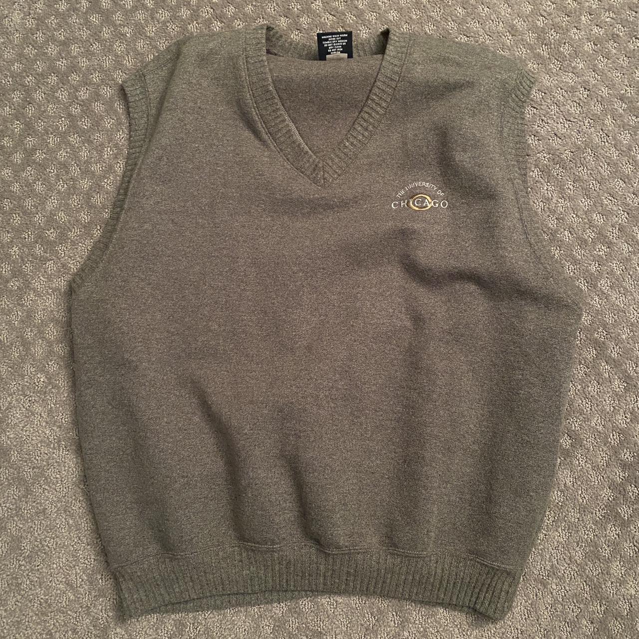 Sweater Vest - University of Chicago - Grey/olive... - Depop