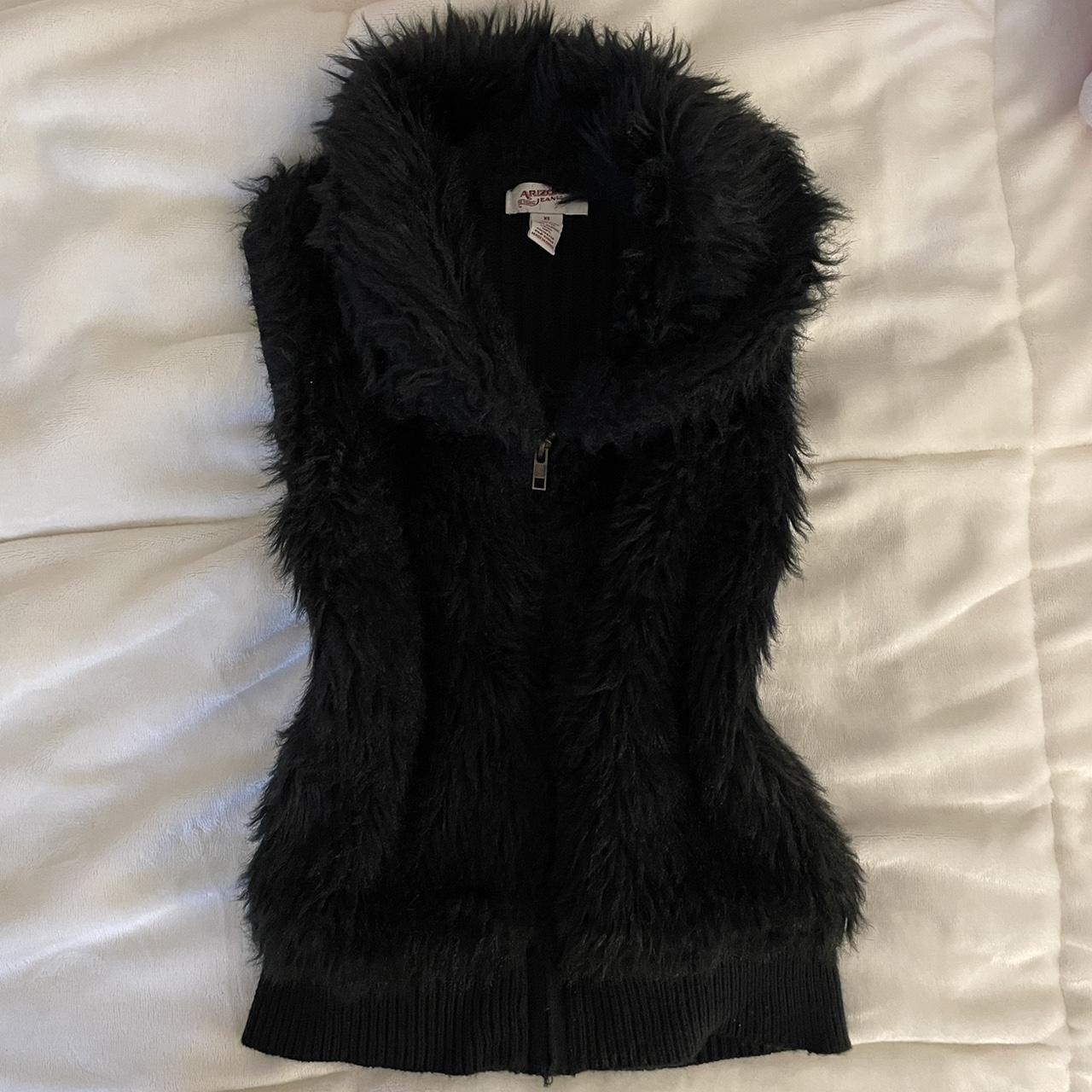 furry black vest ★ -fur is a bit more on the rough... - Depop