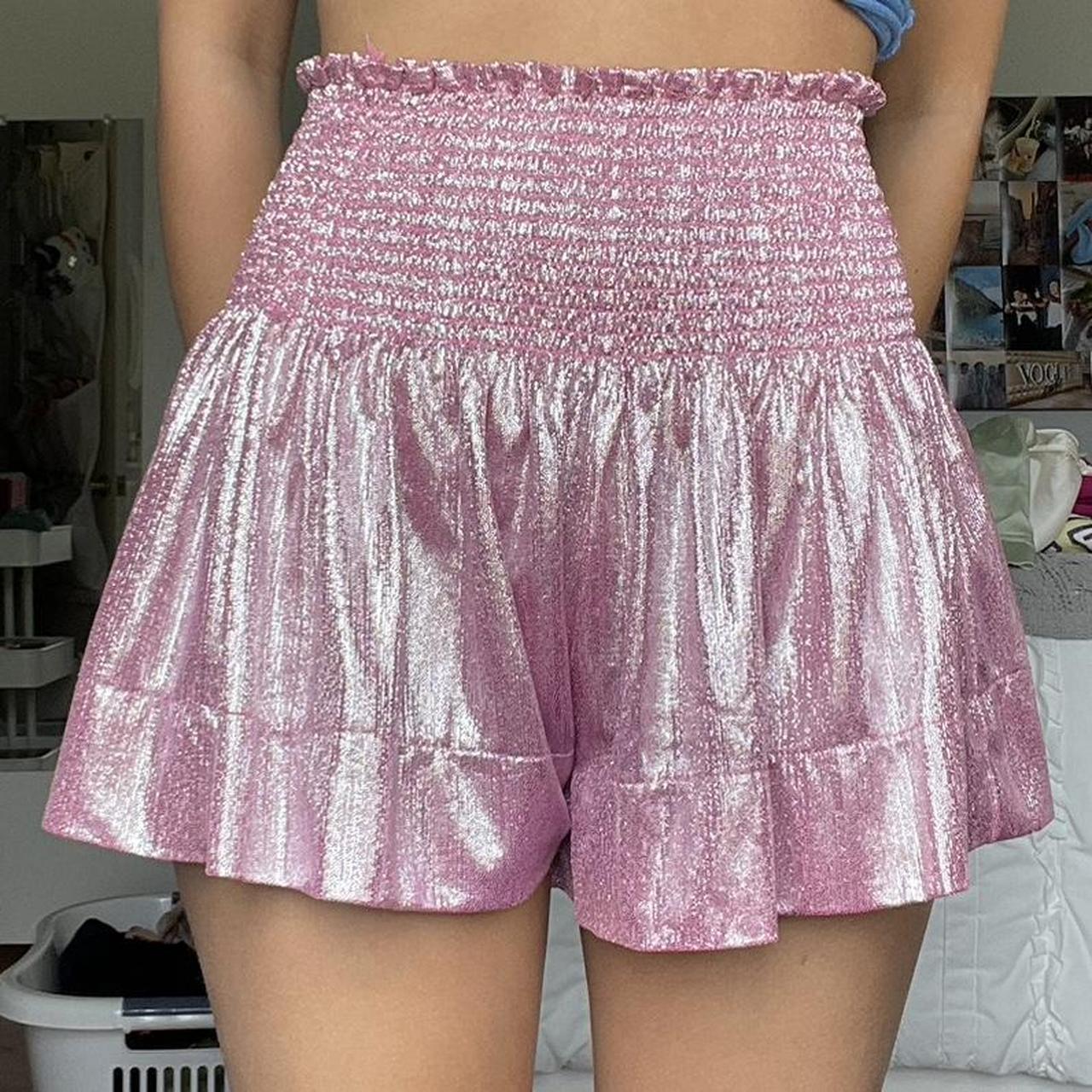 Women's Pink and Silver Shorts | Depop