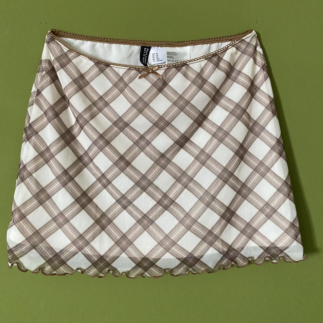 H&M CHECKED MESH MINI SKIRT XS, PRICE