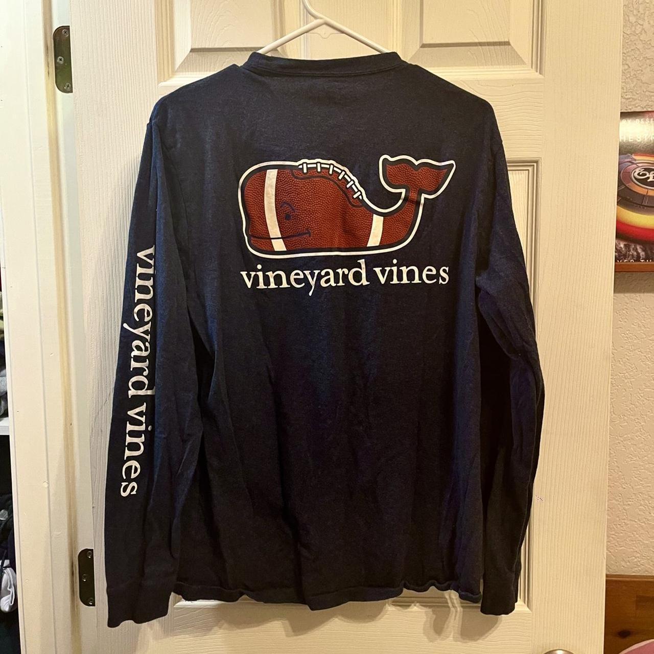 Vineyard Vines Women's Navy and Orange Shirt | Depop