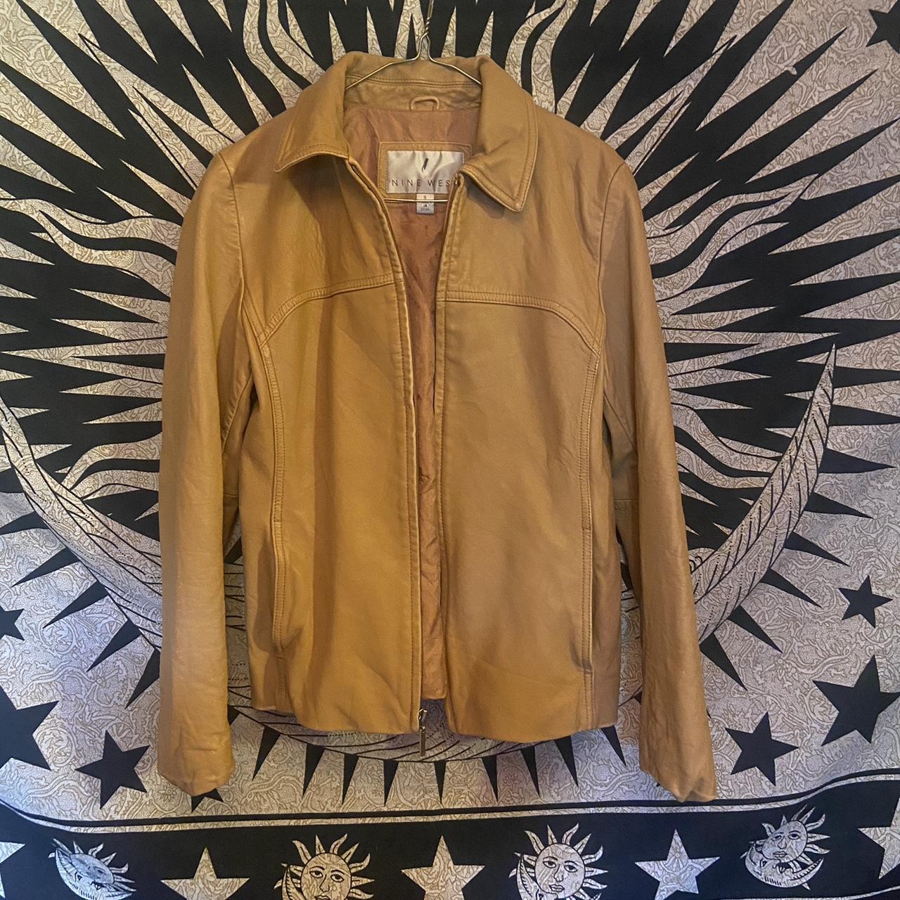 nine west brown leather jacket