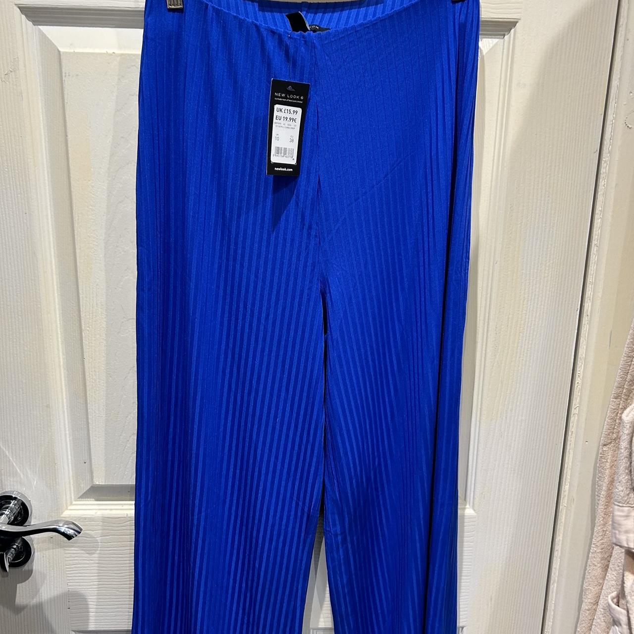 CROPPED TROUSERS WITH PLEATS BLUE