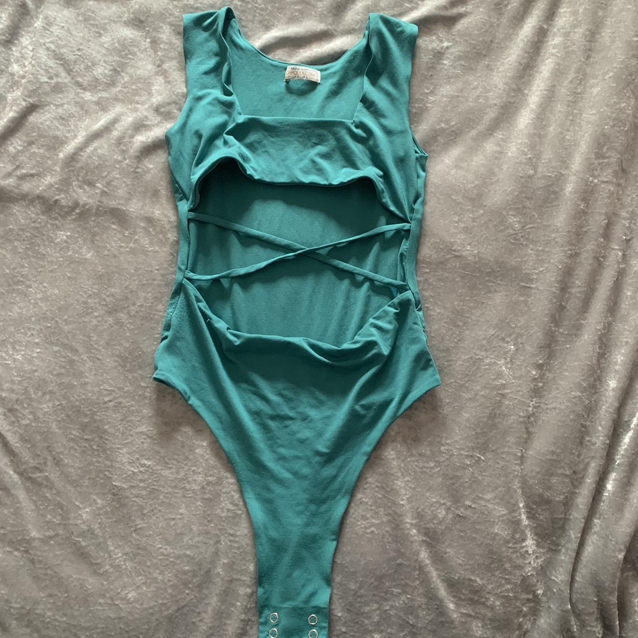 OH POLLY TEAL CUTOUT BODYSUIT. Lush bodysuit in... - Depop