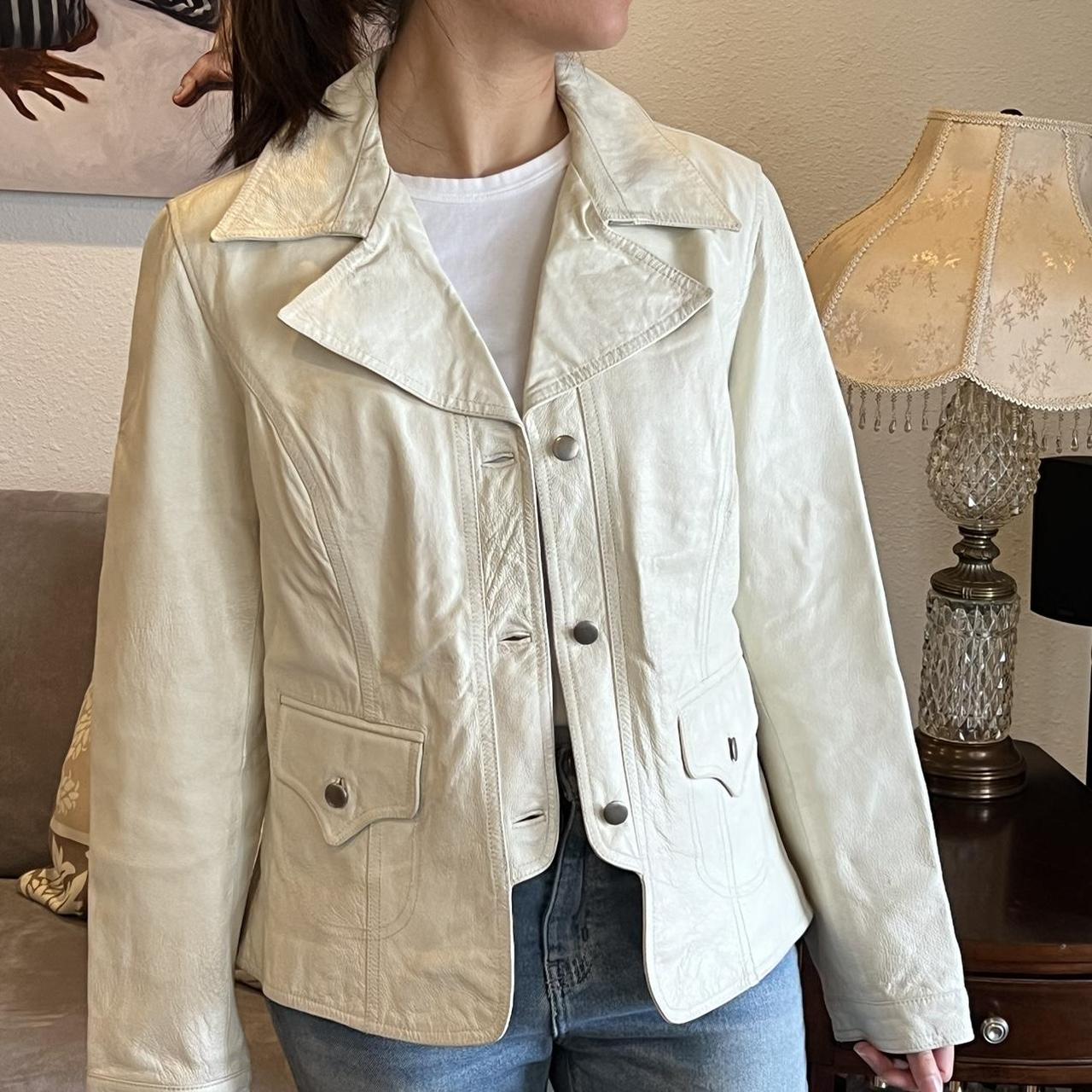 Vintage CAMI off white leather jacket M/L Depop