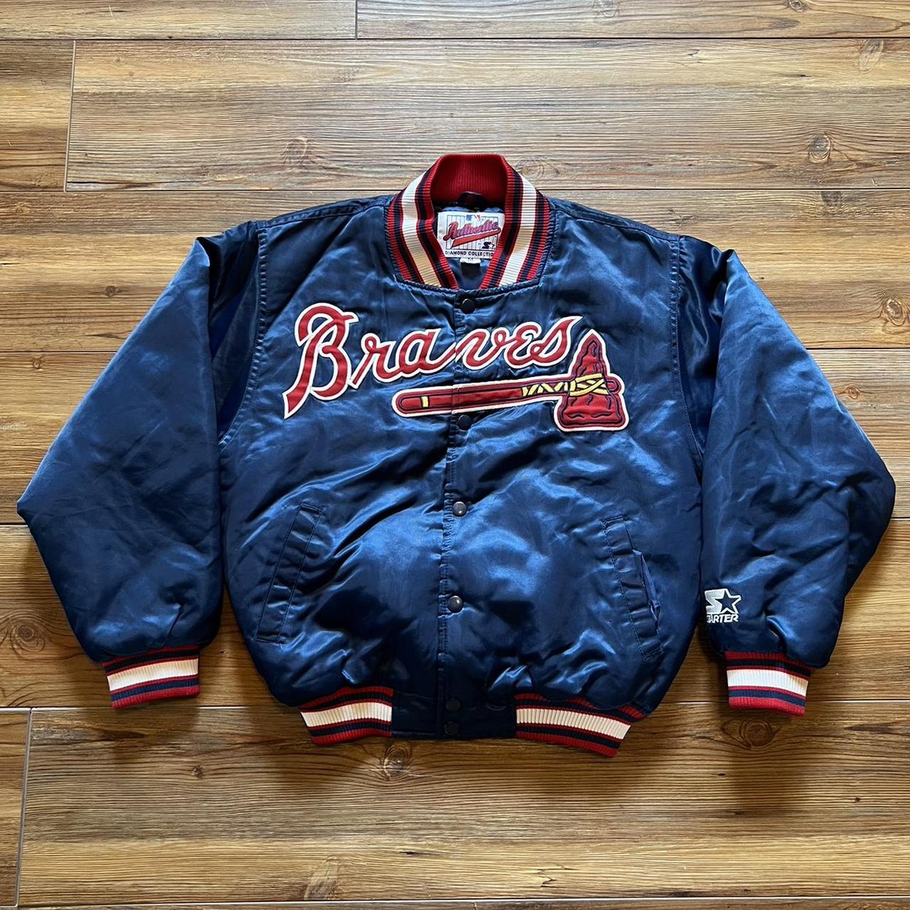 Braves Starter ジャケット ネイビー Atlanta Braves 90's Starter Jacket Diamond Collection Satin