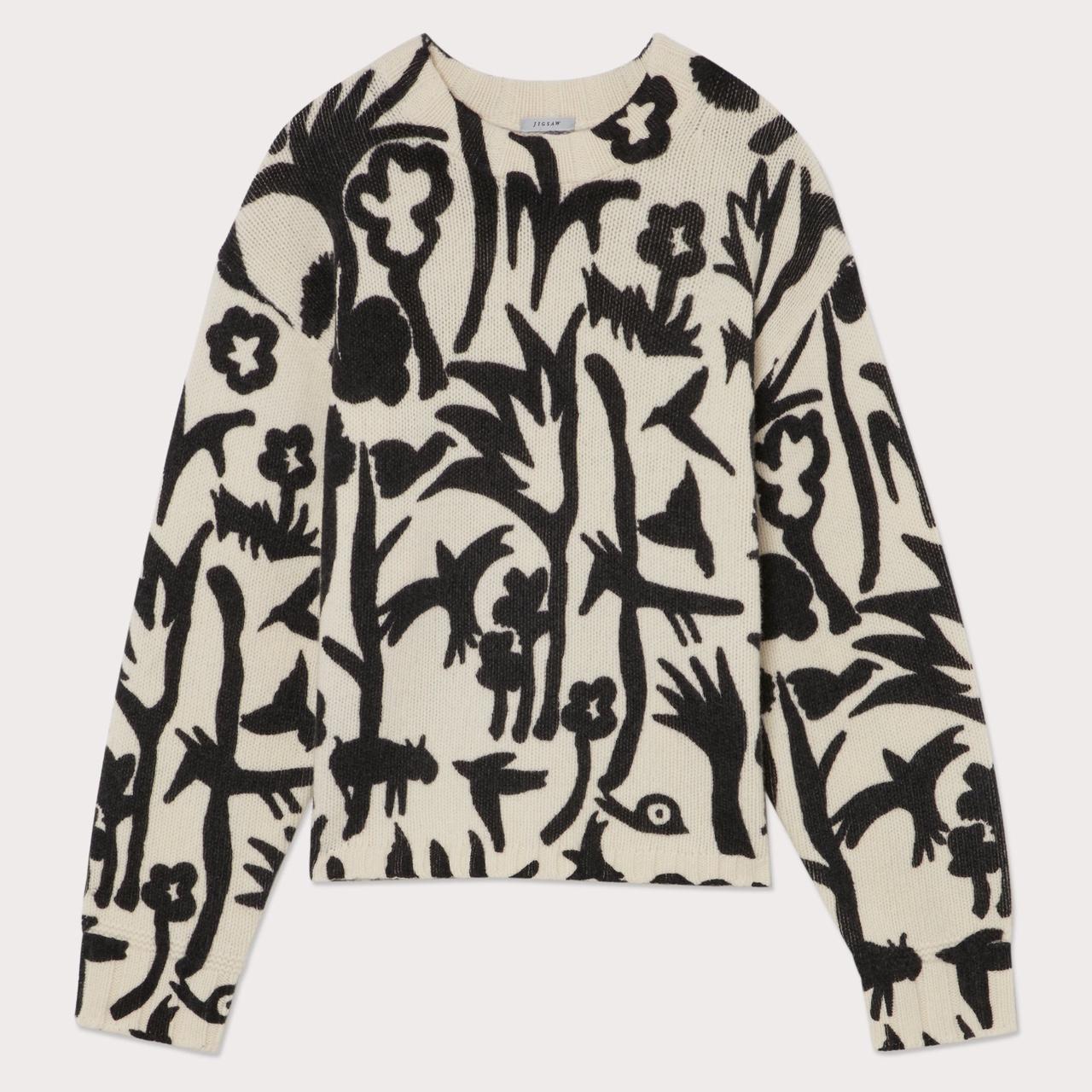 Jigsaw cream and black jumper cream and black... Depop