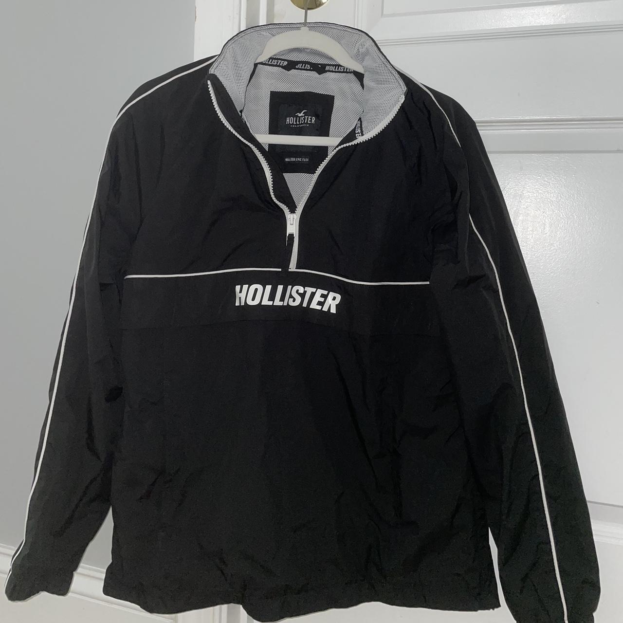 Hollister black windbreaker jacket best sale