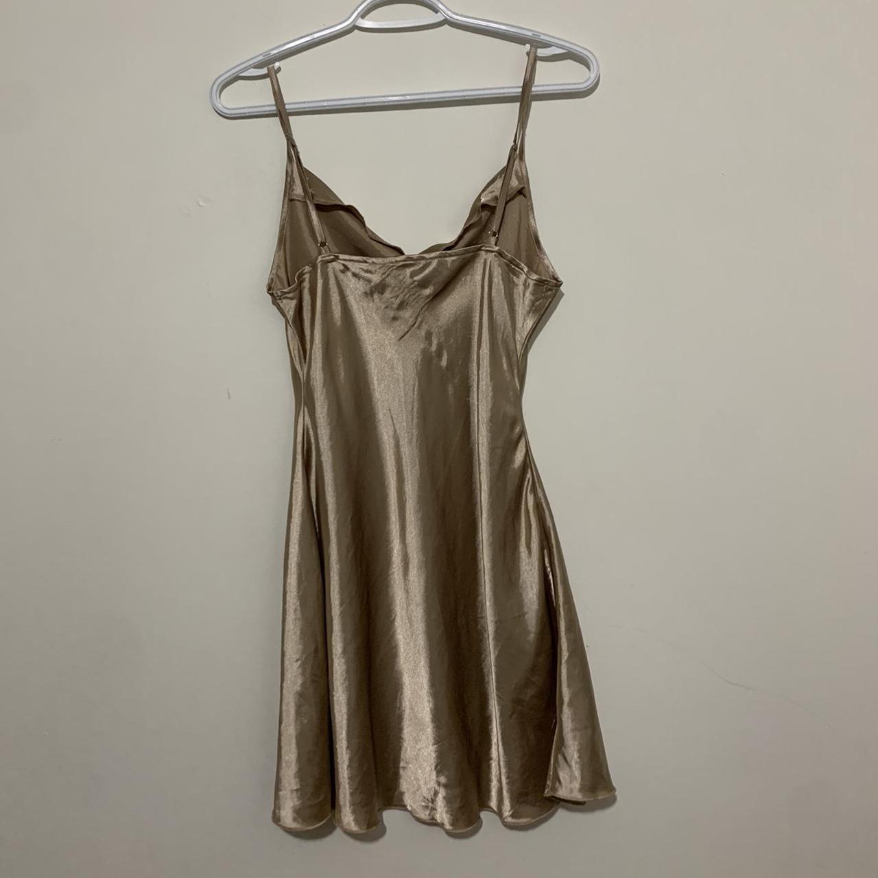 Size xs shein champagne satin cowl neck mini dress.... Depop