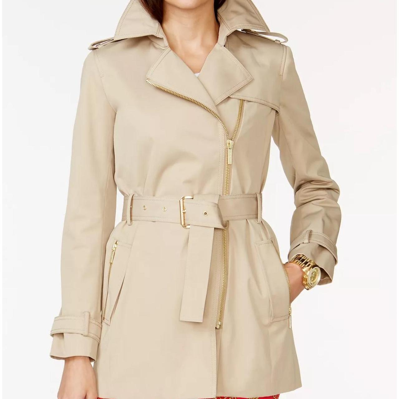 Michael michael kors belted deals asymmetrical trench coat