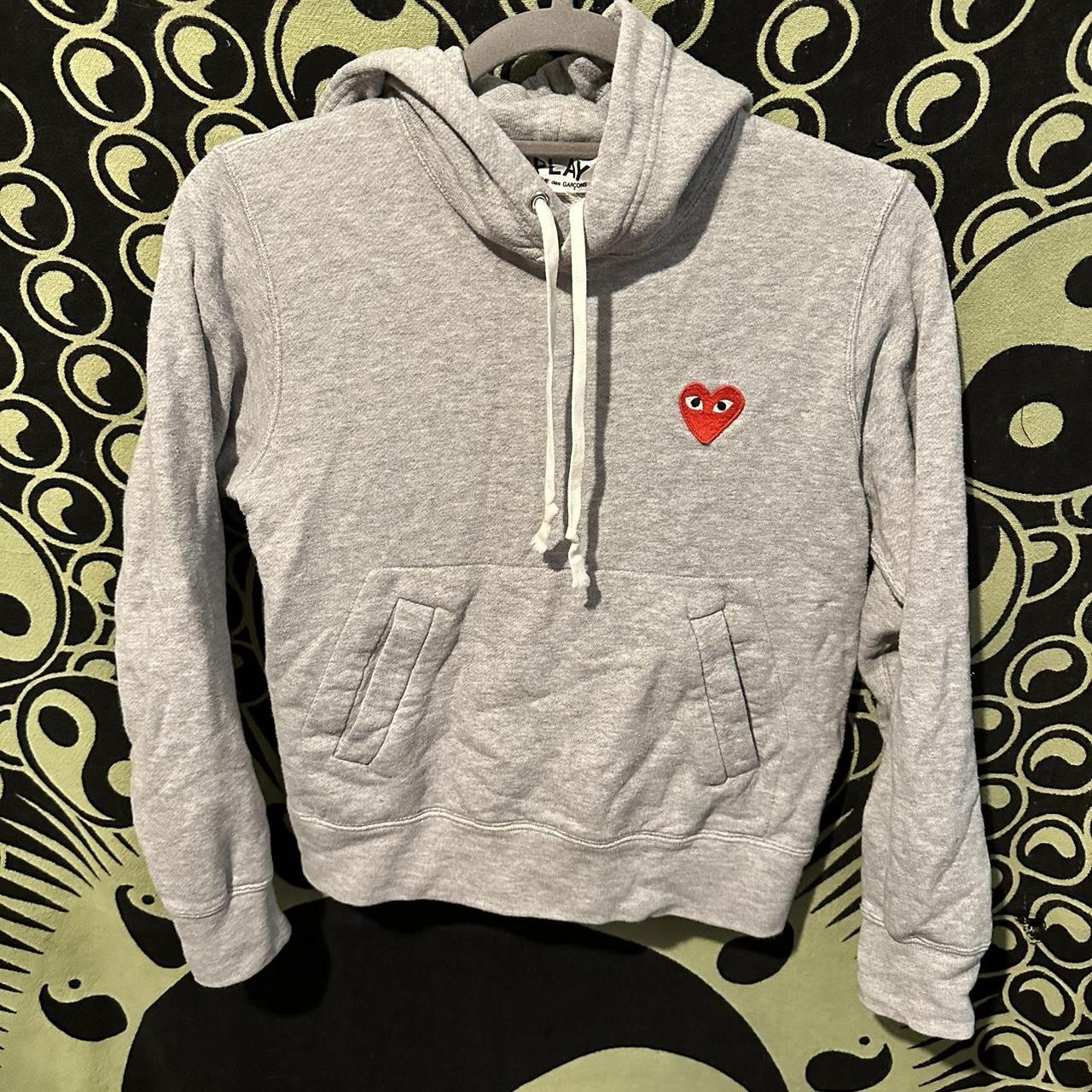 Comme des Garçons Play Women's Grey and Red Hoodie