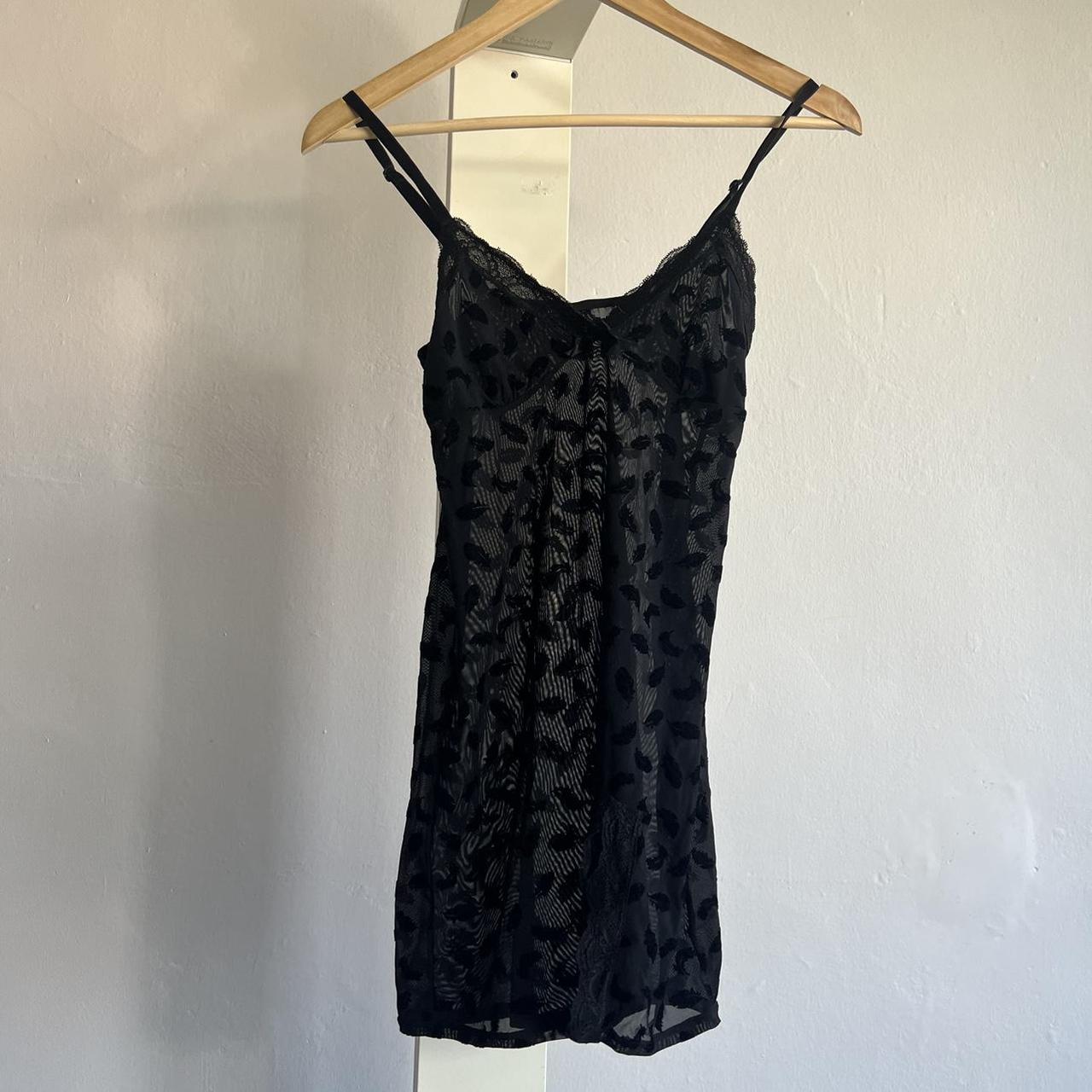 goth translucent dress with feathers on it, sexy and... - Depop