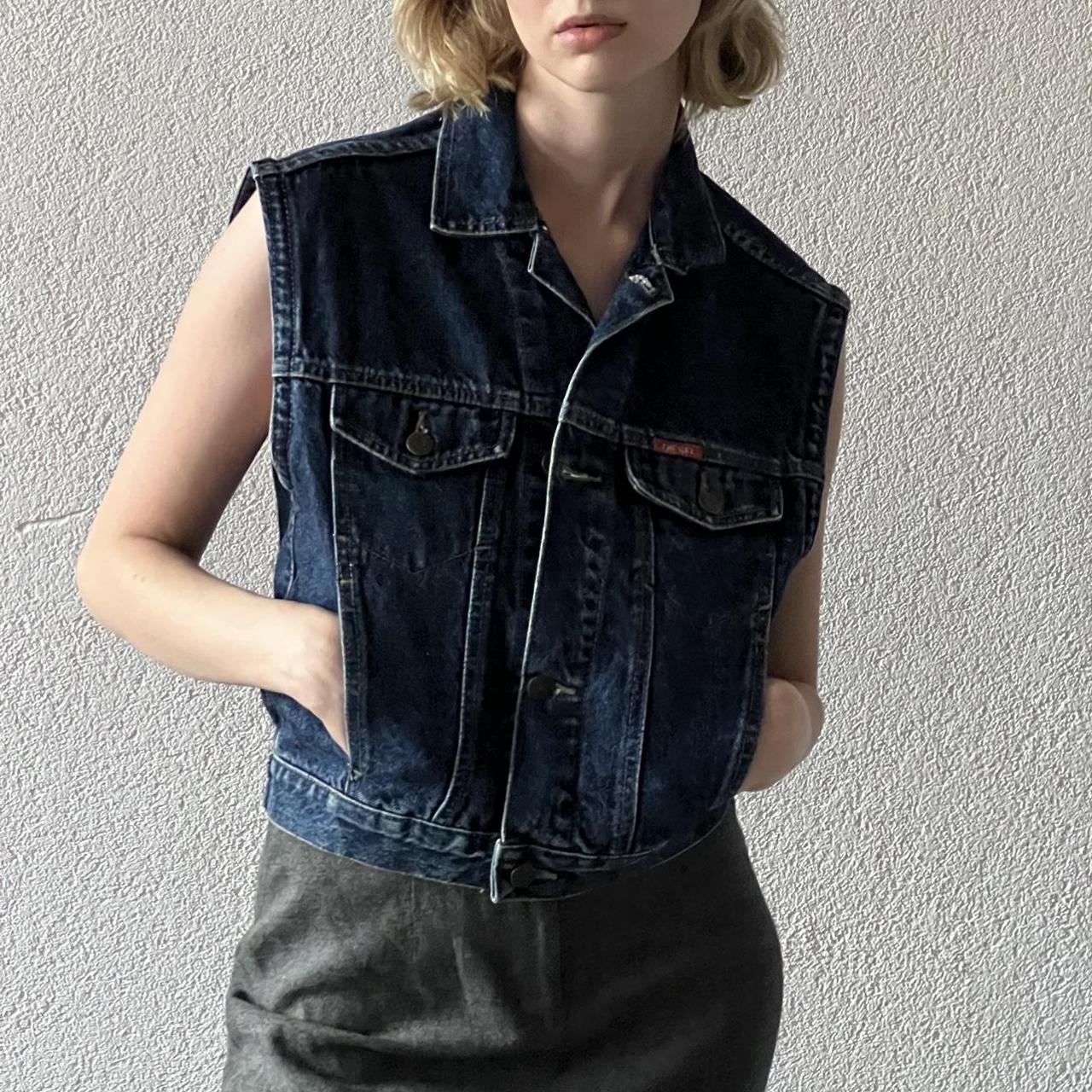 Vintage diesel denim sleeveless tracker jacket - Depop